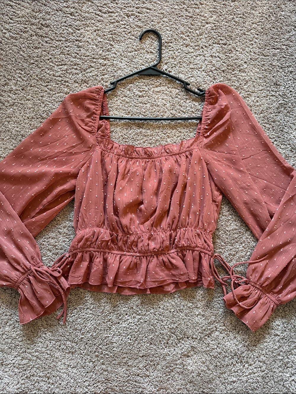 Altar'd State Dusty Rose Smocked Peasant Blouse